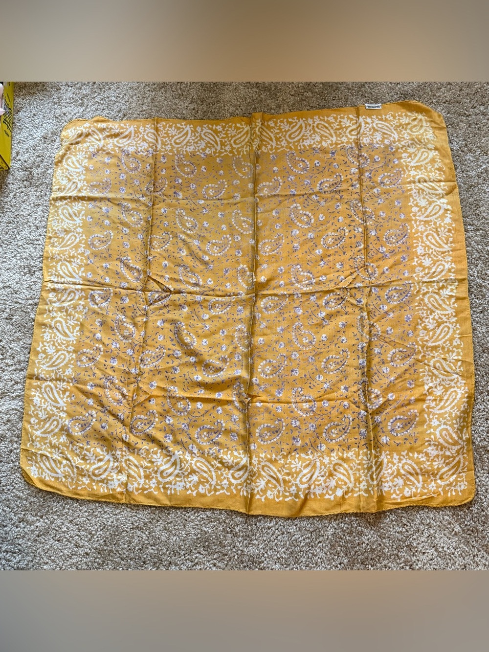 100% pure silk Mustard Paisley Silk-Square Scarf